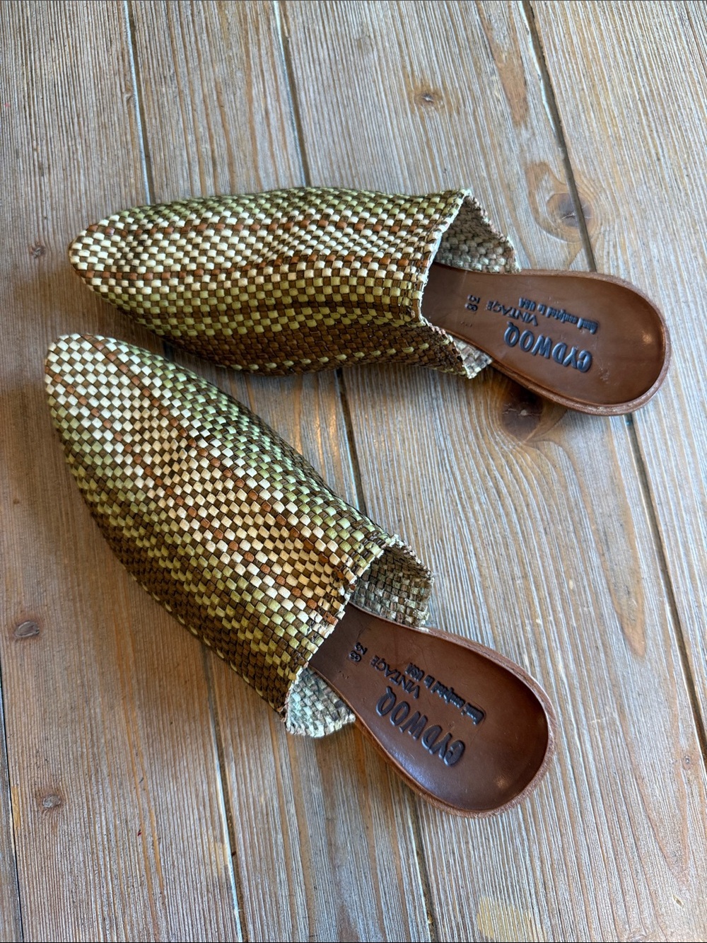 CYDWOQ Woven Slip-On Mules - size 38